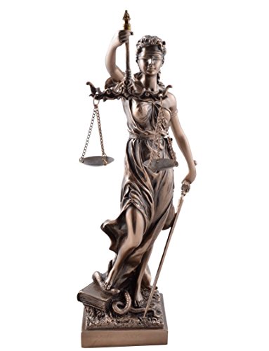 Große Justitia Bronze Figur 45cm Sinnbild Gerechtigkeit Skulptur Kanzlei Gericht 